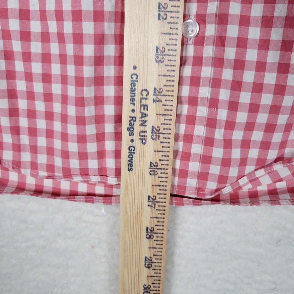 J.Crew Button Down Shirt Mens Medium Red/Pink Gingham Slim Untucked Flex Washed - Picture 5 of 14